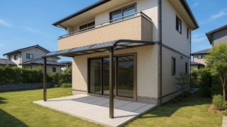 北九州市の戸建て外構に施工されたテラス屋根のイメージ