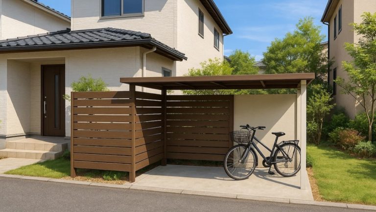 神戸市の戸建て外構に施工された自転車置き場のイメージ