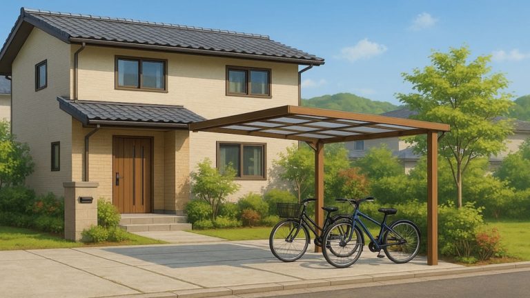 神戸市の戸建て外構に施工されたサイクルポートのイメージ