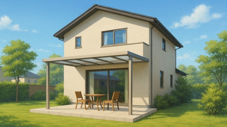 高知県の戸建て外構に施工されたテラス屋根のイメージ