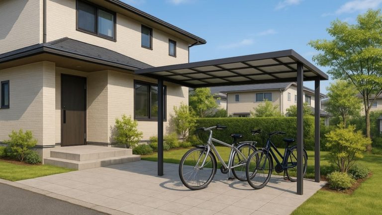 小平市の戸建て外構に施工された自転車置き場のイメージ