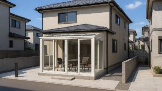 小平市の戸建て外構に施工されたテラス囲い・サンルームのイメージ