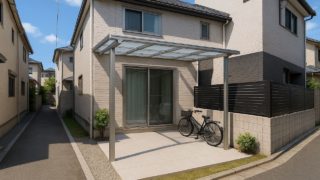 小平市の戸建て外構に施工されたテラス屋根のイメージ