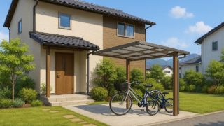 甲府市の戸建て外構に施工された自転車置き場のイメージ