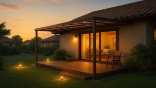 甲府市の戸建て外構に施工されたテラス屋根のイメージ