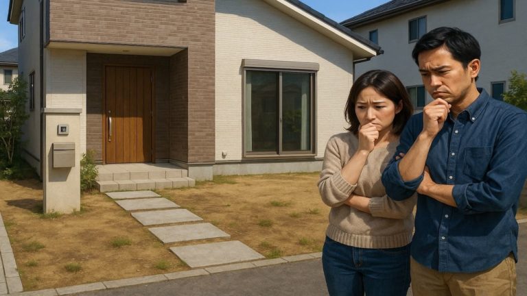 古河市の外構工事の失敗にがっかりする夫婦のイメージ