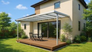 古河市の戸建て外構に施工されたテラス屋根のイメージ