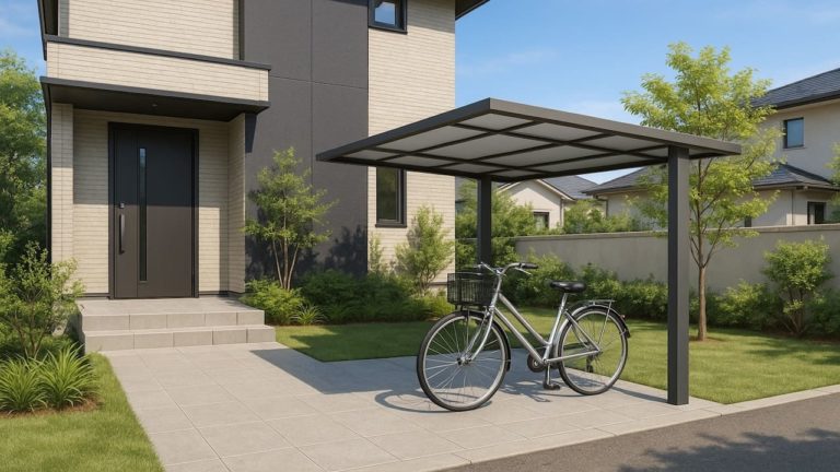 小金井市の戸建て外構に施工された自転車置き場のイメージ