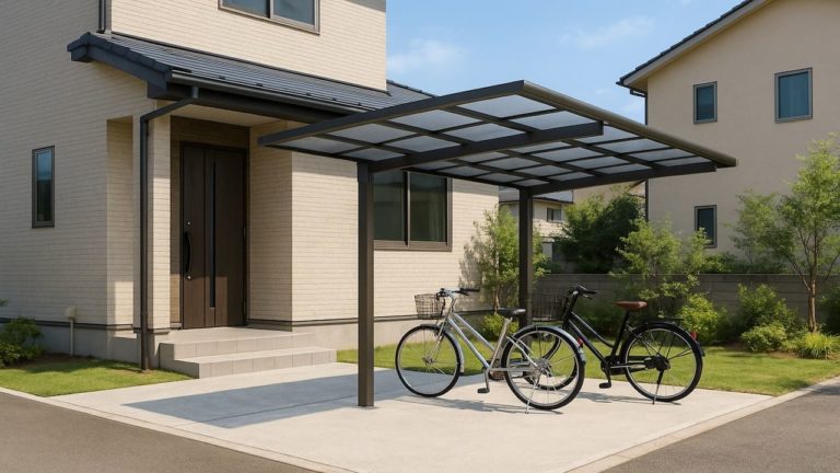 国分寺市の戸建て外構に施工されたサイクルポートのイメージ