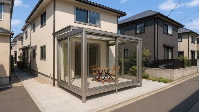 国分寺市の戸建て外構に施工されたテラス囲い・サンルームのイメージ