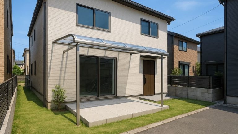 国分寺市の戸建て外構に施工されたテラス屋根のイメージ