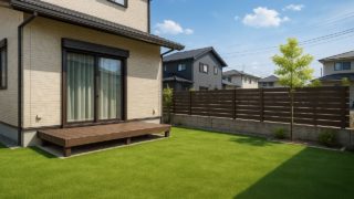 小牧市の戸建て外構に施工された人工芝のイメージ