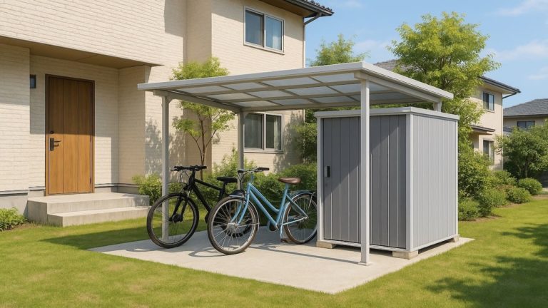 小牧市の戸建て外構に施工された自転車置き場のイメージ