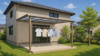 小牧市の戸建て外構に施工されたテラス屋根のイメージ