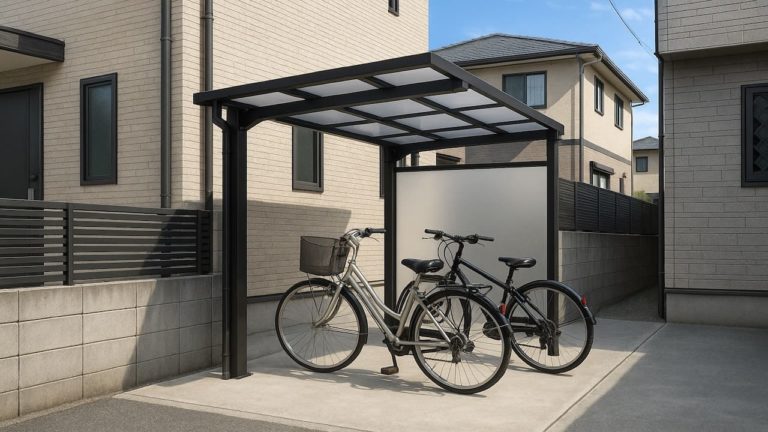 小松市の戸建て外構に施工されたサイクルポートのイメージ