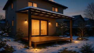 小松市の戸建て外構に施工されたテラス屋根のイメージ