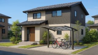 江南市の戸建て外構に施工されたサイクルポートのイメージ