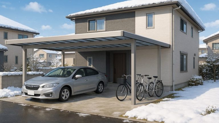 郡山市の戸建て外構に施工された自転車置き場のイメージ