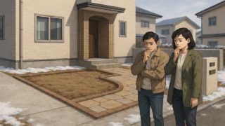 郡山市の外構工事の失敗にがっかりする夫婦のイメージ