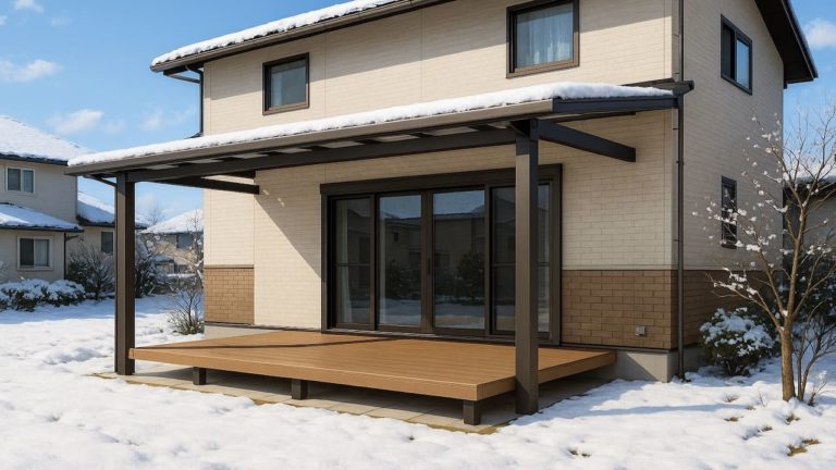 郡山市の戸建て外構に施工されたテラス屋根のイメージ