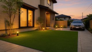 越谷市の戸建て外構に施工された人工芝のイメージ