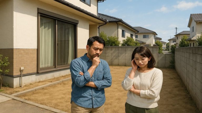 越谷市の外構工事の失敗にがっかりする夫婦のイメージ