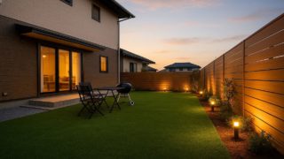 【久喜市】庭の人工芝の費用目安|ありがちな失敗を防ぐ5つ 久喜市の戸建て外構に施工された人工芝のイメージ