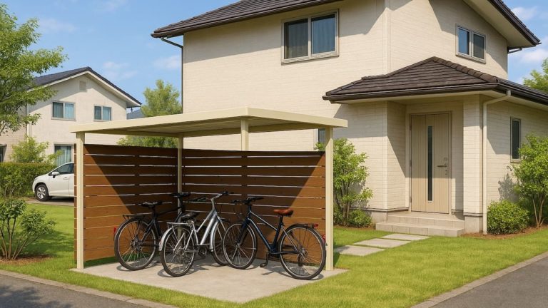 久喜市の戸建て外構に施工された自転車置き場のイメージ