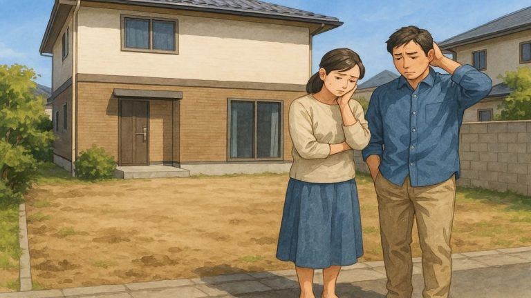 久喜市の外構工事の失敗にがっかりする夫婦のイメージ