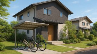 熊本県の戸建て外構に施工された自転車置き場のイメージ