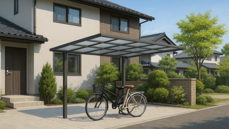 熊本県の戸建て外構に施工されたサイクルポートのイメージ