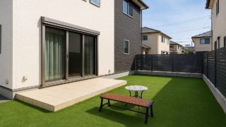国立市の戸建て外構に施工された人工芝のイメージ