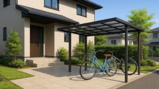 国立市の戸建て外構に施工された自転車置き場のイメージ