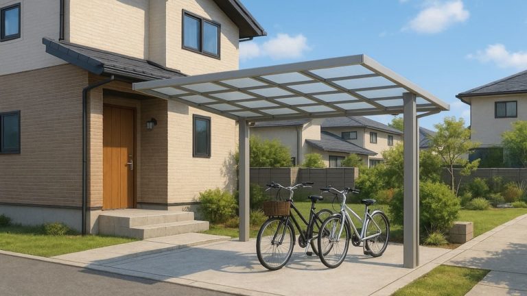 国立市の戸建て外構に施工されたサイクルポートのイメージ