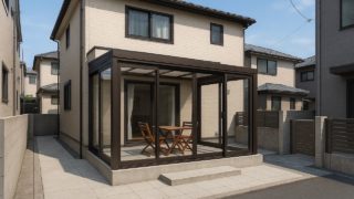 国立市の戸建て外構に施工されたテラス囲い・サンルームのイメージ