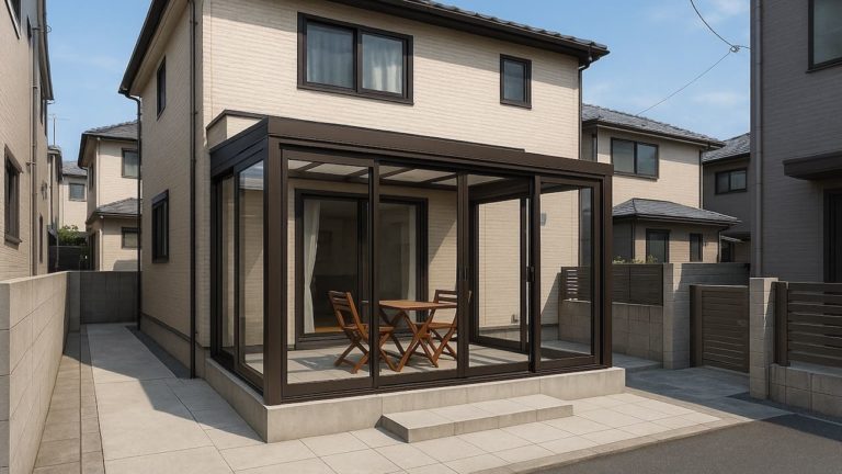 国立市の戸建て外構に施工されたテラス囲い・サンルームのイメージ