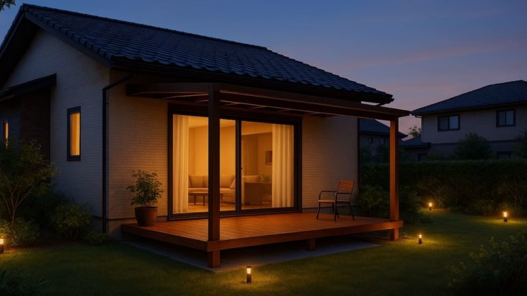 倉敷市の戸建て外構に施工されたテラス屋根のイメージ