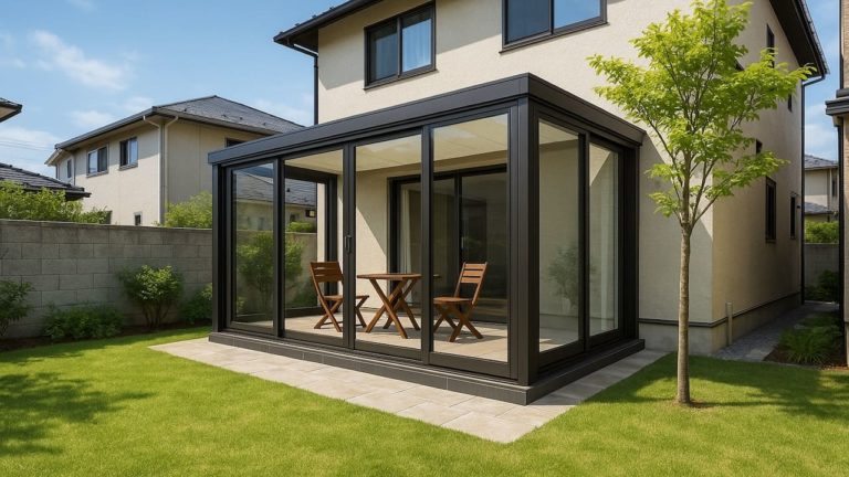 呉市の戸建て外構に施工されたテラス囲い・サンルームのイメージ