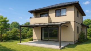 久留米市の戸建て外構に施工されたテラス屋根のイメージ