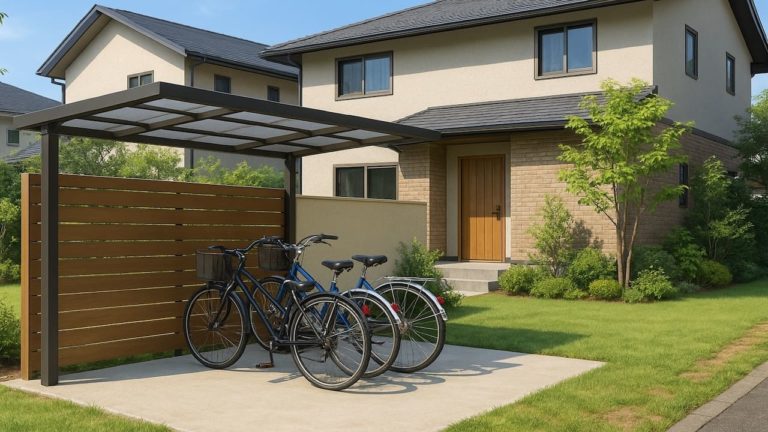 草津市の戸建て外構に施工された自転車置き場のイメージ