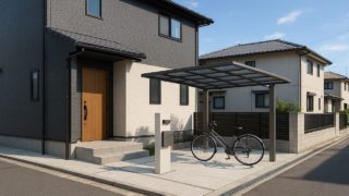 草津市の戸建て外構に施工されたサイクルポートのイメージ