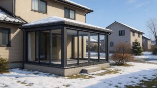 釧路市の戸建て外構に施工されたテラス囲い・サンルームのイメージ