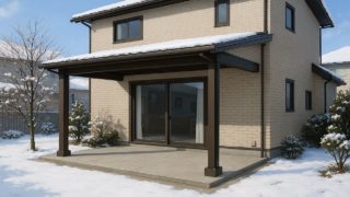 【釧路市】テラス屋根の予算ライン|後悔しないための5つのチェック 釧路市の戸建て外構に施工されたテラス屋根のイメージ