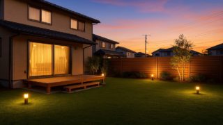 【桑名市】人工芝敷きの費用感|メンテナンス費を抑えるコツ5選 桑名市の戸建て外構に施工された人工芝のイメージ