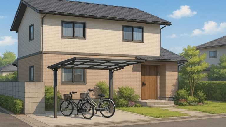 桑名市の戸建て外構に施工されたサイクルポートのイメージ