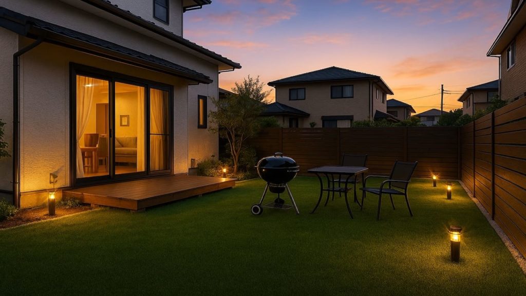 京都府の戸建て外構に施工された人工芝のイメージ