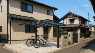京都府の戸建て外構に施工されたサイクルポートのイメージ