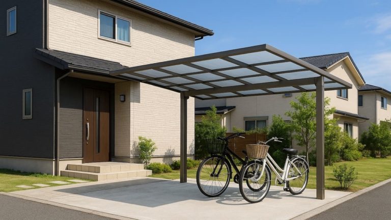 町田市の戸建て外構に施工されたサイクルポートのイメージ