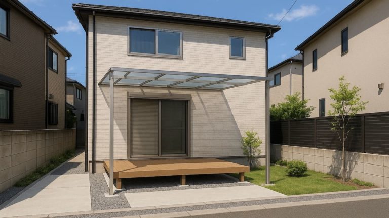 町田市の戸建て外構に施工されたテラス屋根のイメージ