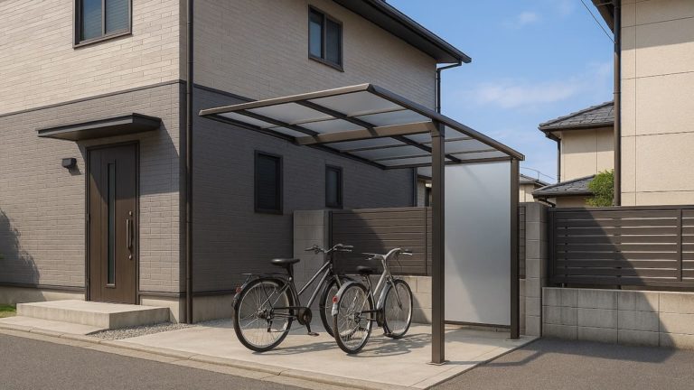 前橋市の戸建て外構に施工されたサイクルポートのイメージ